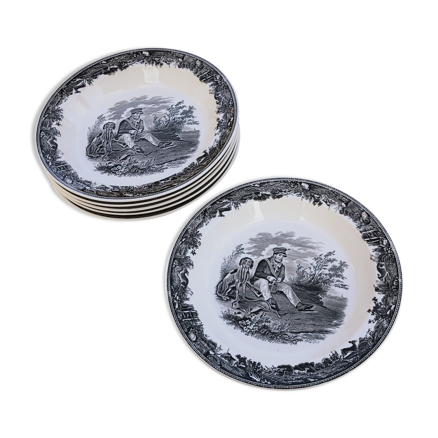 Service of 6 hollow plates Villeroy & Boch. Artemis collection theme "The hunt"