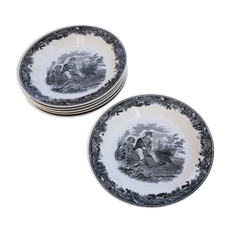 Service of 6 hollow plates Villeroy & Boch. Artemis collection theme "The hunt"