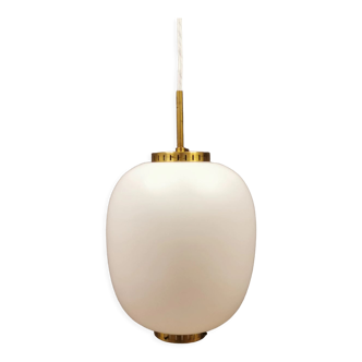 China pendant in white opal glass, designed by Bent Karlby for Danish Lyfa in the 1960-1970s