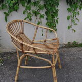 Rattan basket armchair.