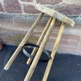 Wooden bar stool natural raw vintage 1970