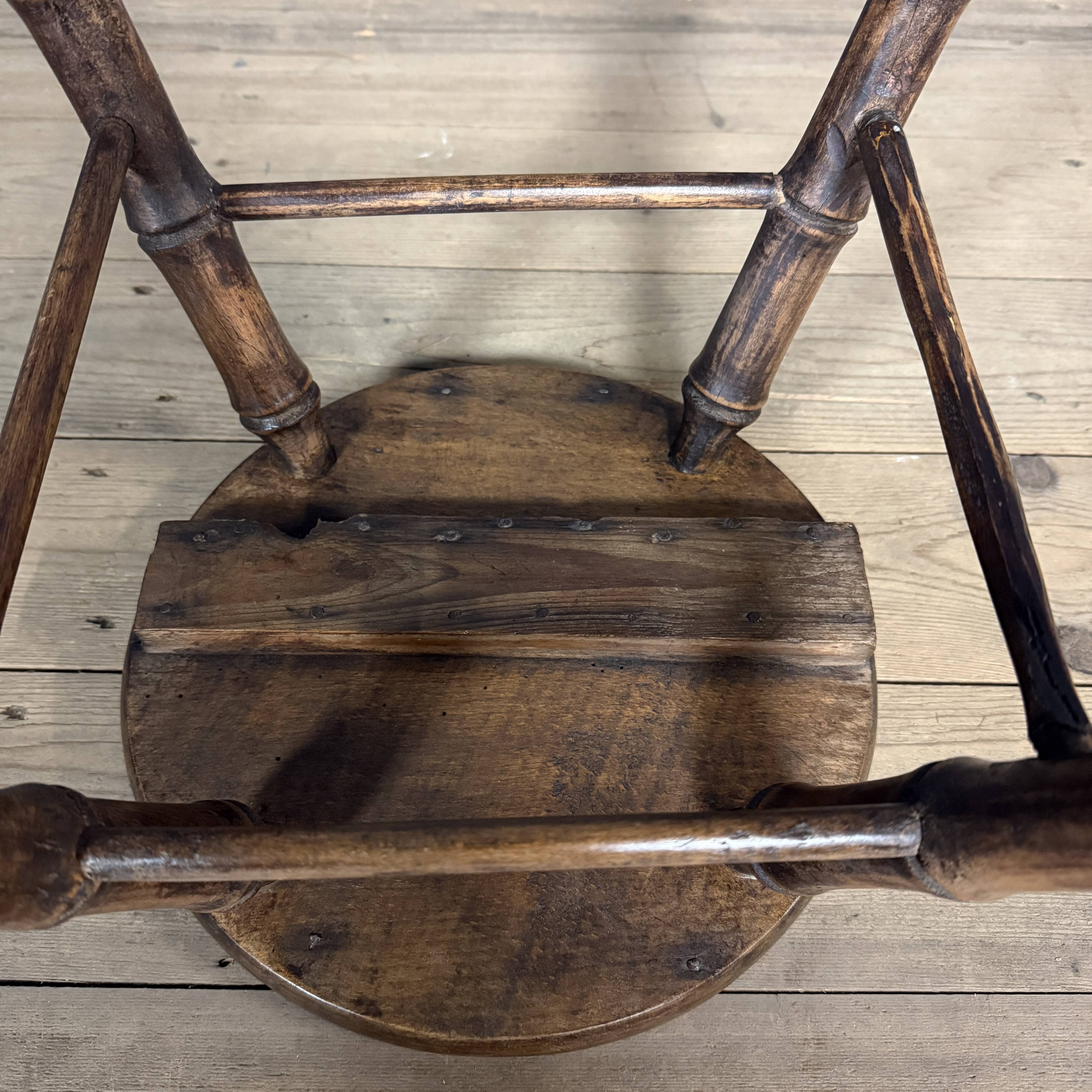 Faux bamboo stool made of beech wood