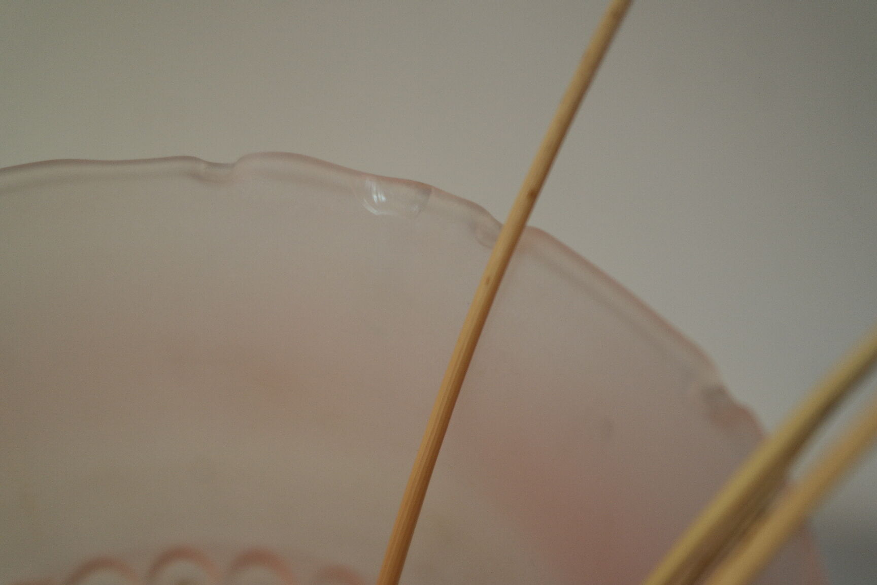 Art Deco vase, rose, hand-painted, frosted glass.