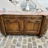 Louis XV style sideboard in walnut and marble