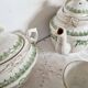 Fine porcelain coffee service, green and gold (ref 5)