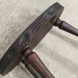 Low brutalist solid wood stool 1950