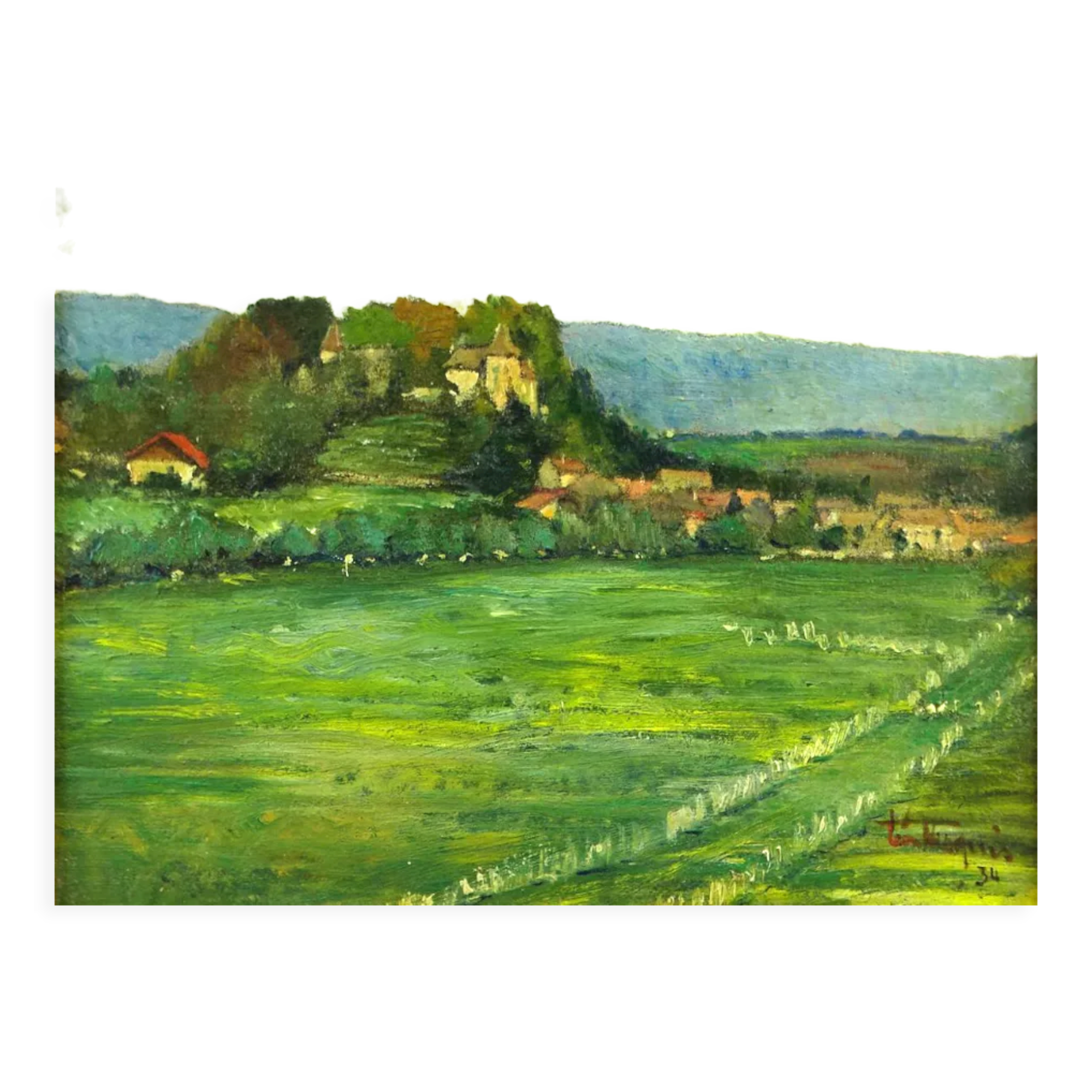 Huile sur panneau bien encadrée