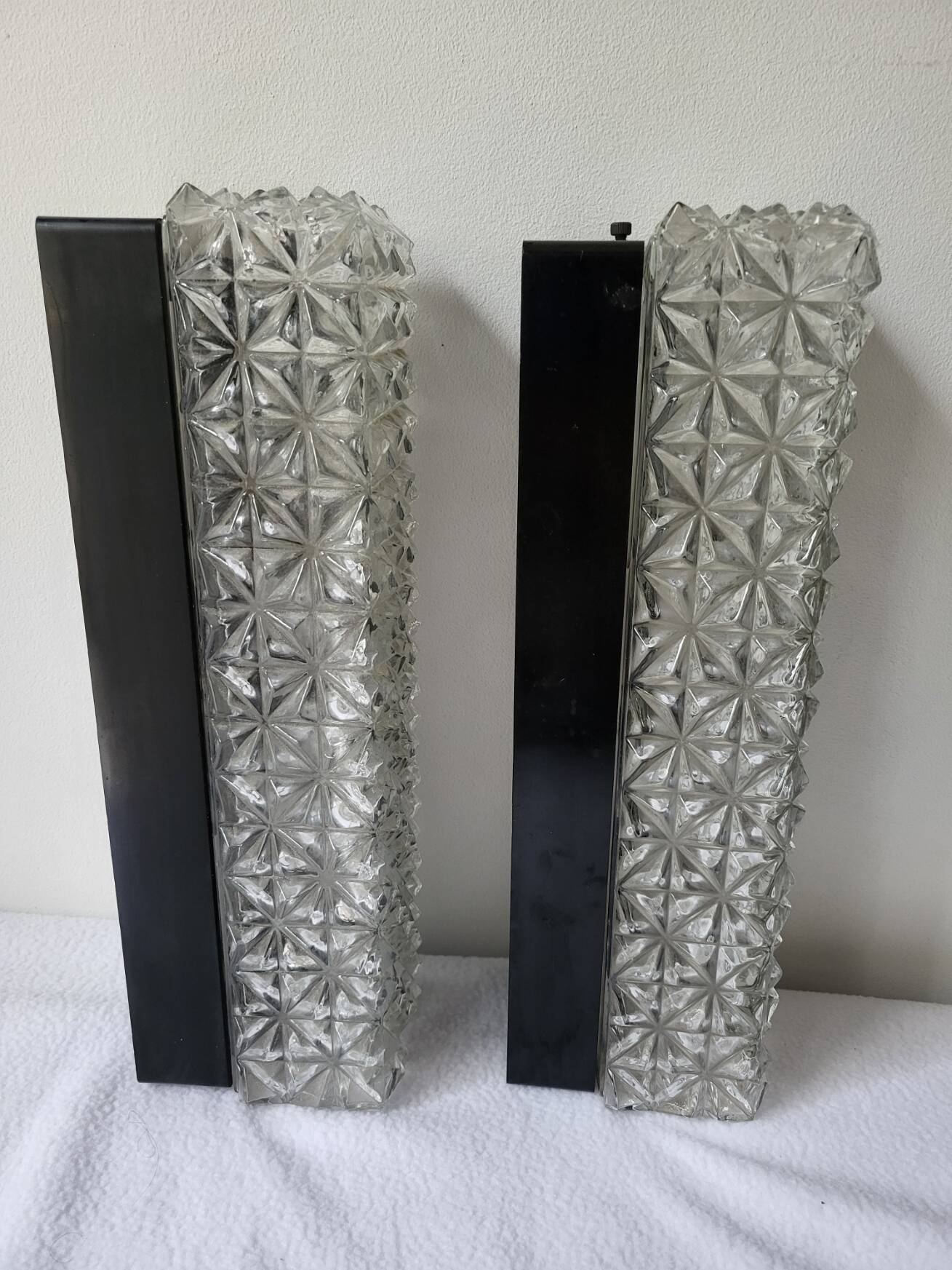 Erco Glass and Bakelite Wall Sconces 1960s, Set of 2 Vintage