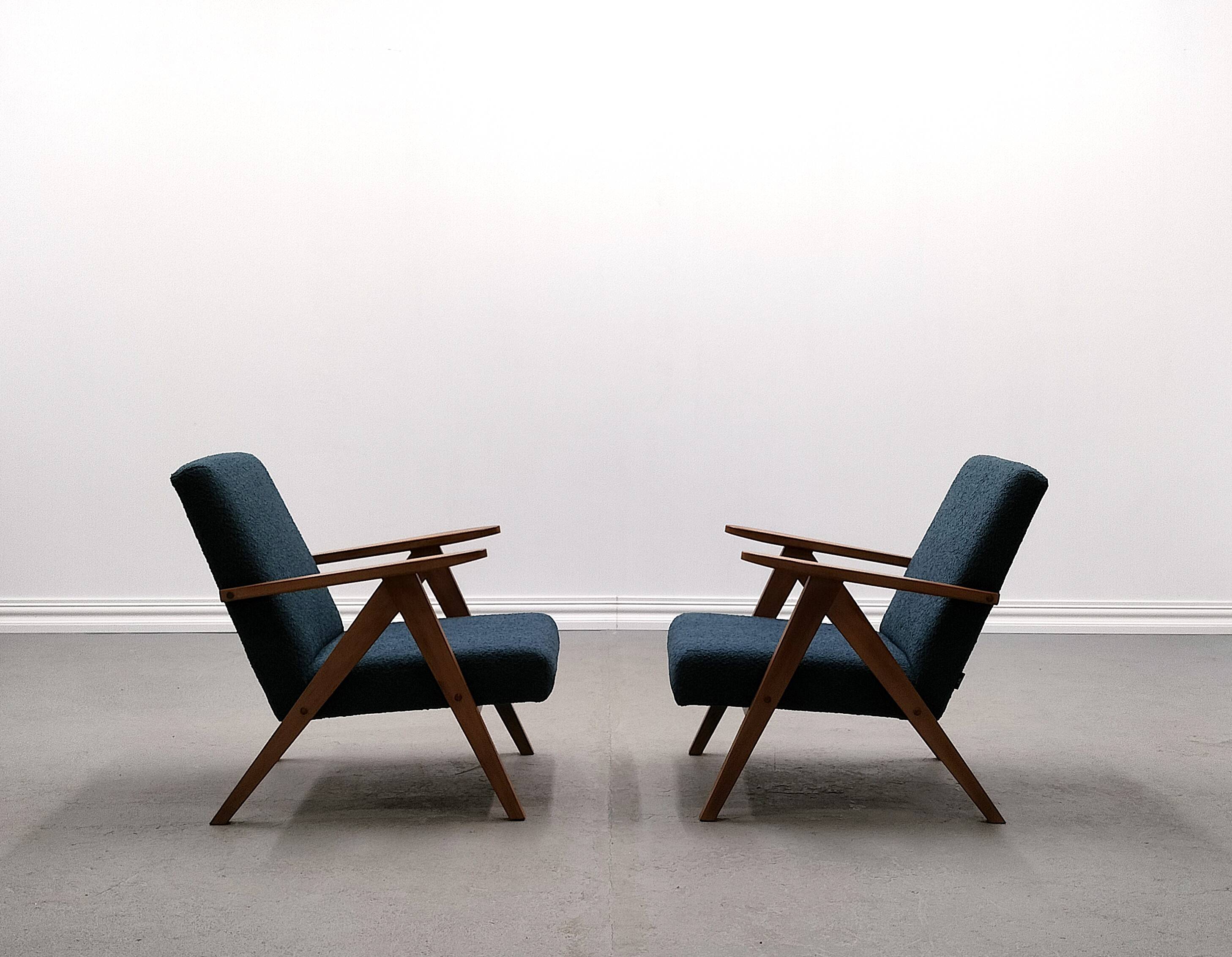 Mid Century Easy Chair Model B - 310 Var in Blue Boucle