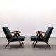 Mid Century Easy Chair Model B - 310 Var in Blue Boucle