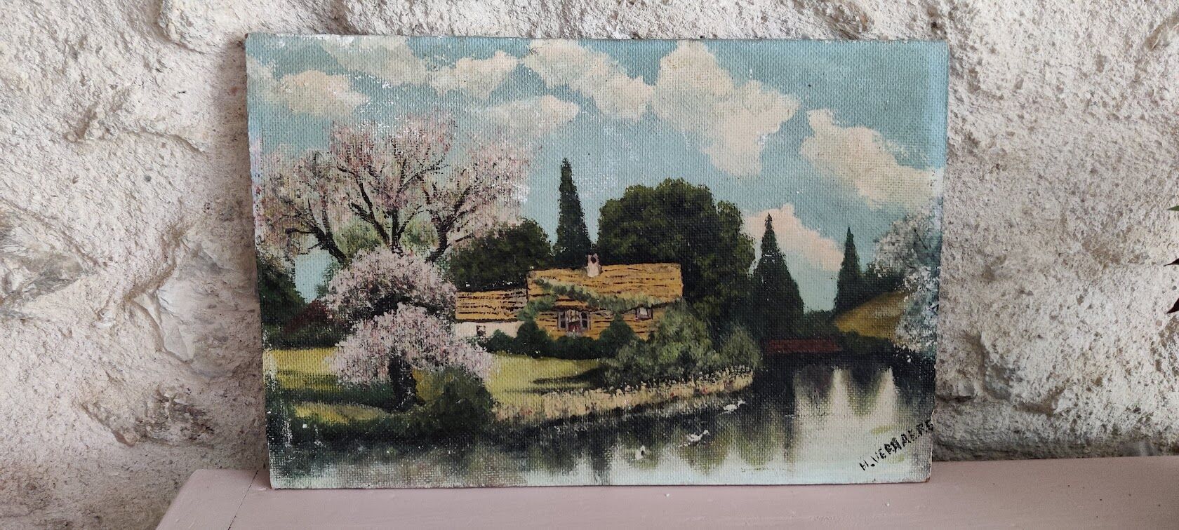 Painting on wood signed