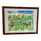 Signed gouache of horses