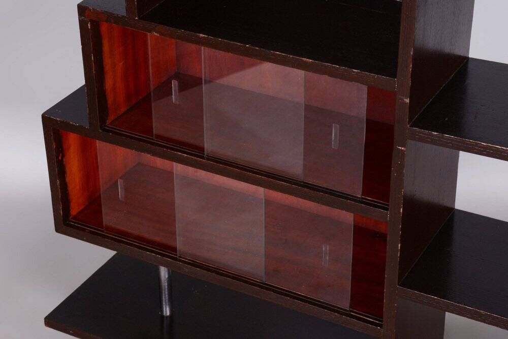 Art Deco Étagère in Oak & Chromed Steel, 1930s