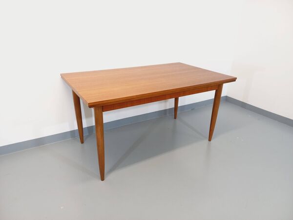 Table à manger style scandinave vintage des années 50 60 en teck avec rallonges
