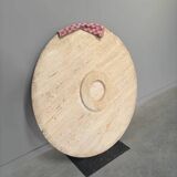 Large travertine round coffee table by Up & Up, Italy 1970s