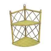 Corner wicker shelf