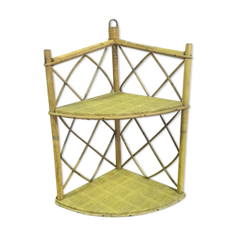 Corner wicker shelf