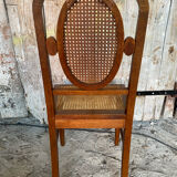 4 chaises anciennes style Louis XVI en bois et cannage, XIXème s.