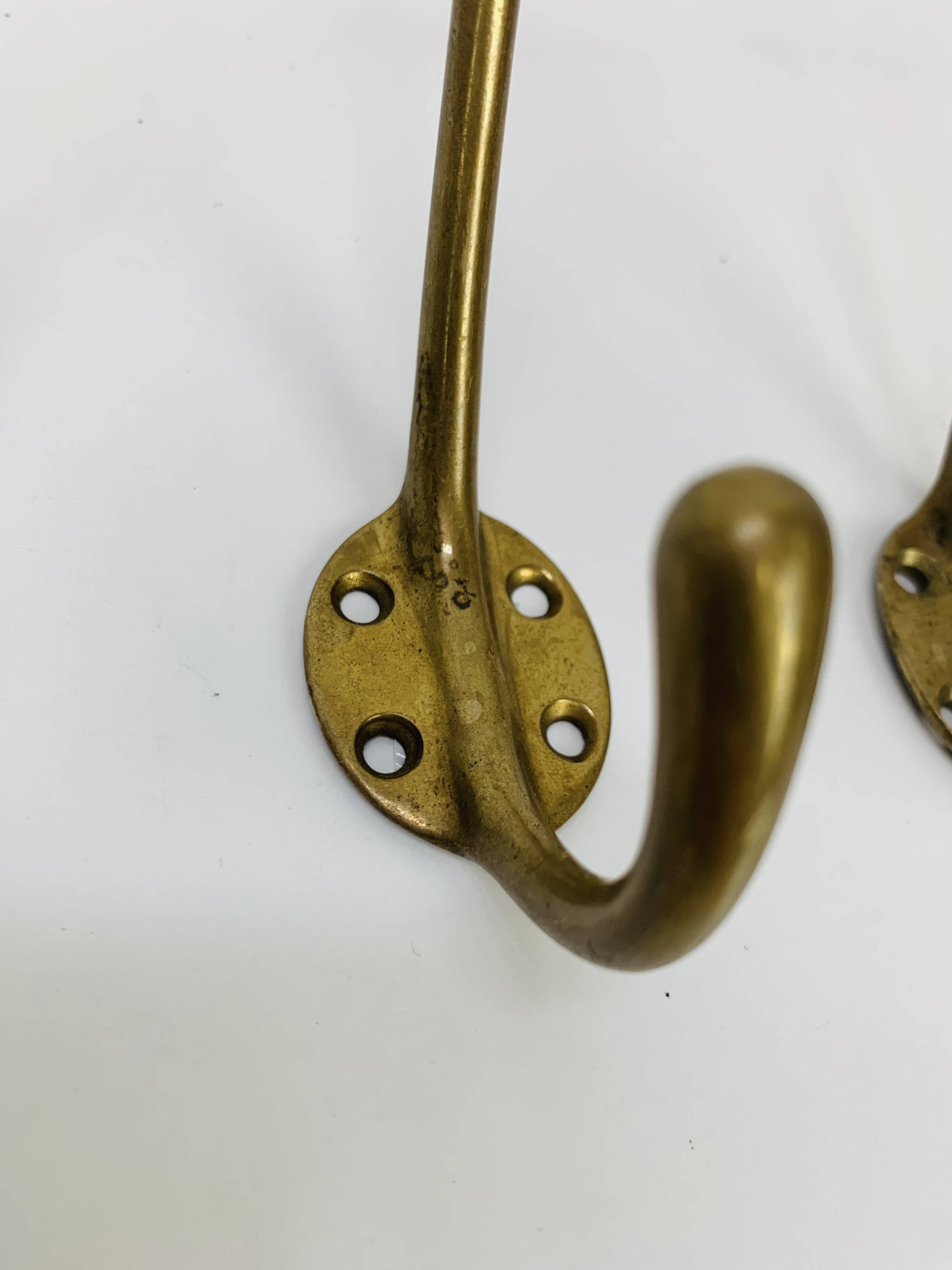 3 vintage gold brass hooks