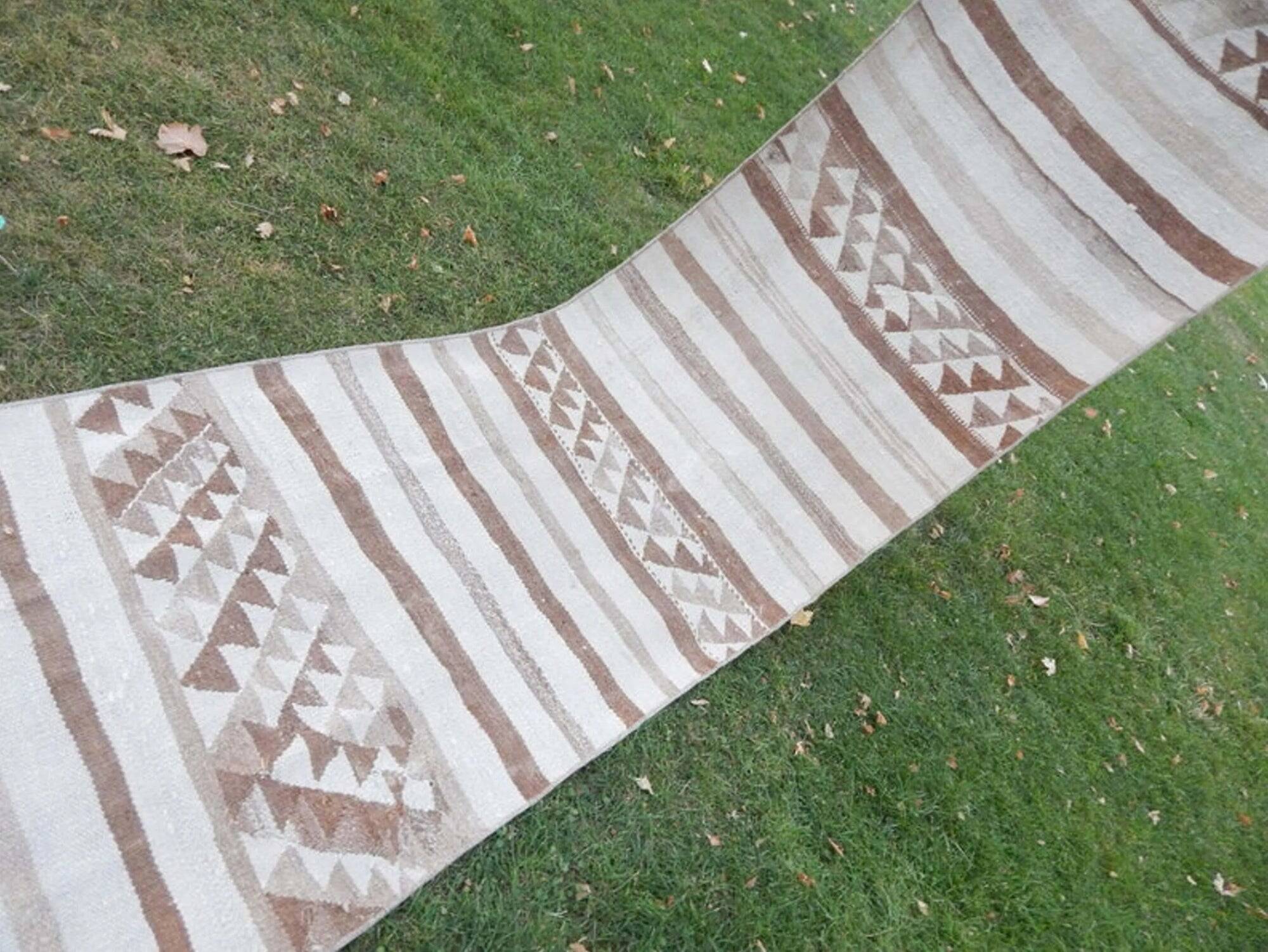 Vintage Turkish hallway rug 84x337 cm