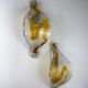 Pair of Mazzega Murano wall lights, orange frosted curved glass, Italy, 1970s
