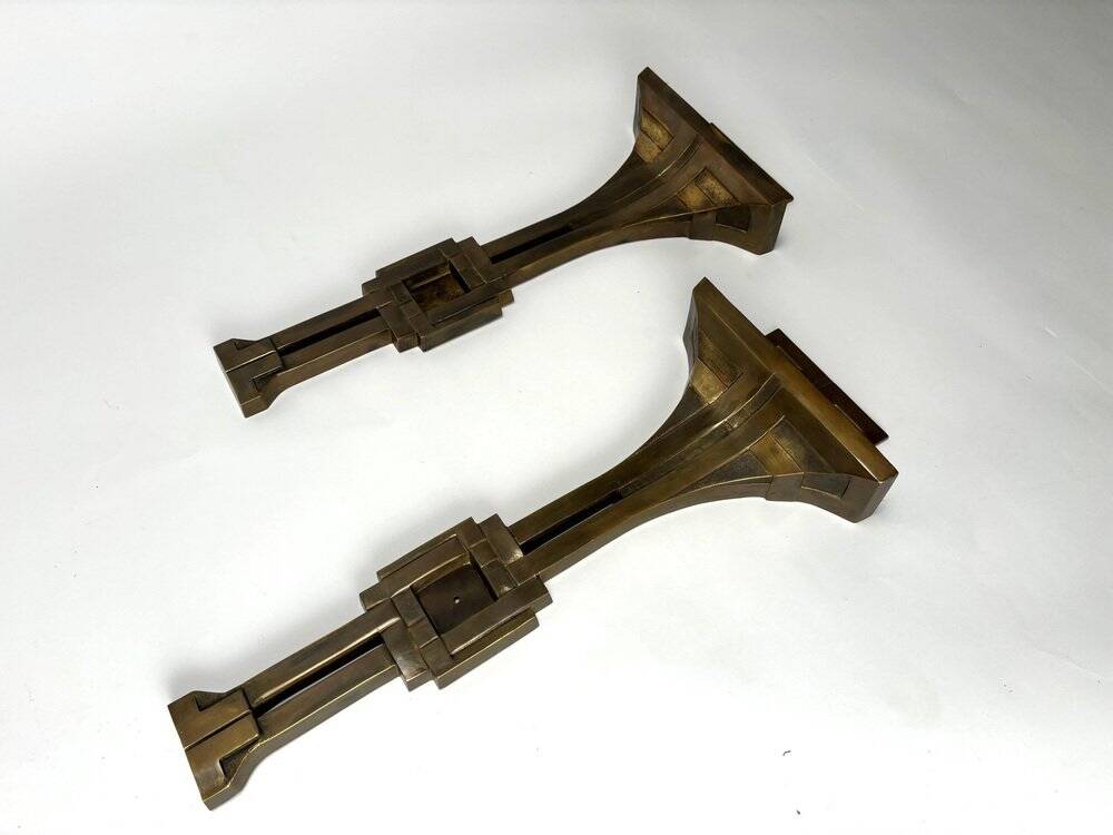 Italian Deco Style Wall Lamps in Bronze attributed to Banci, 1970s, Set of 2