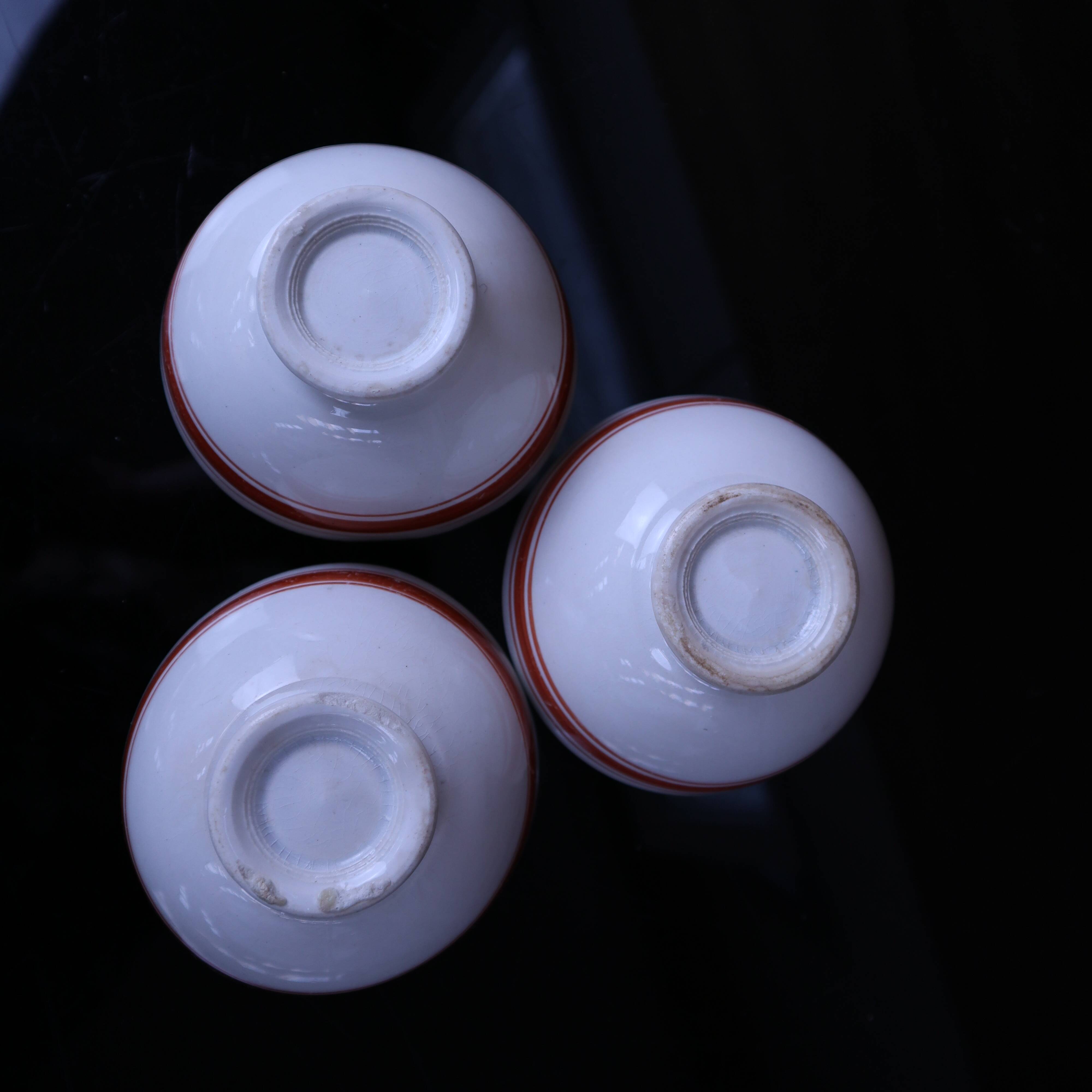 3 small antique earthenware bowls