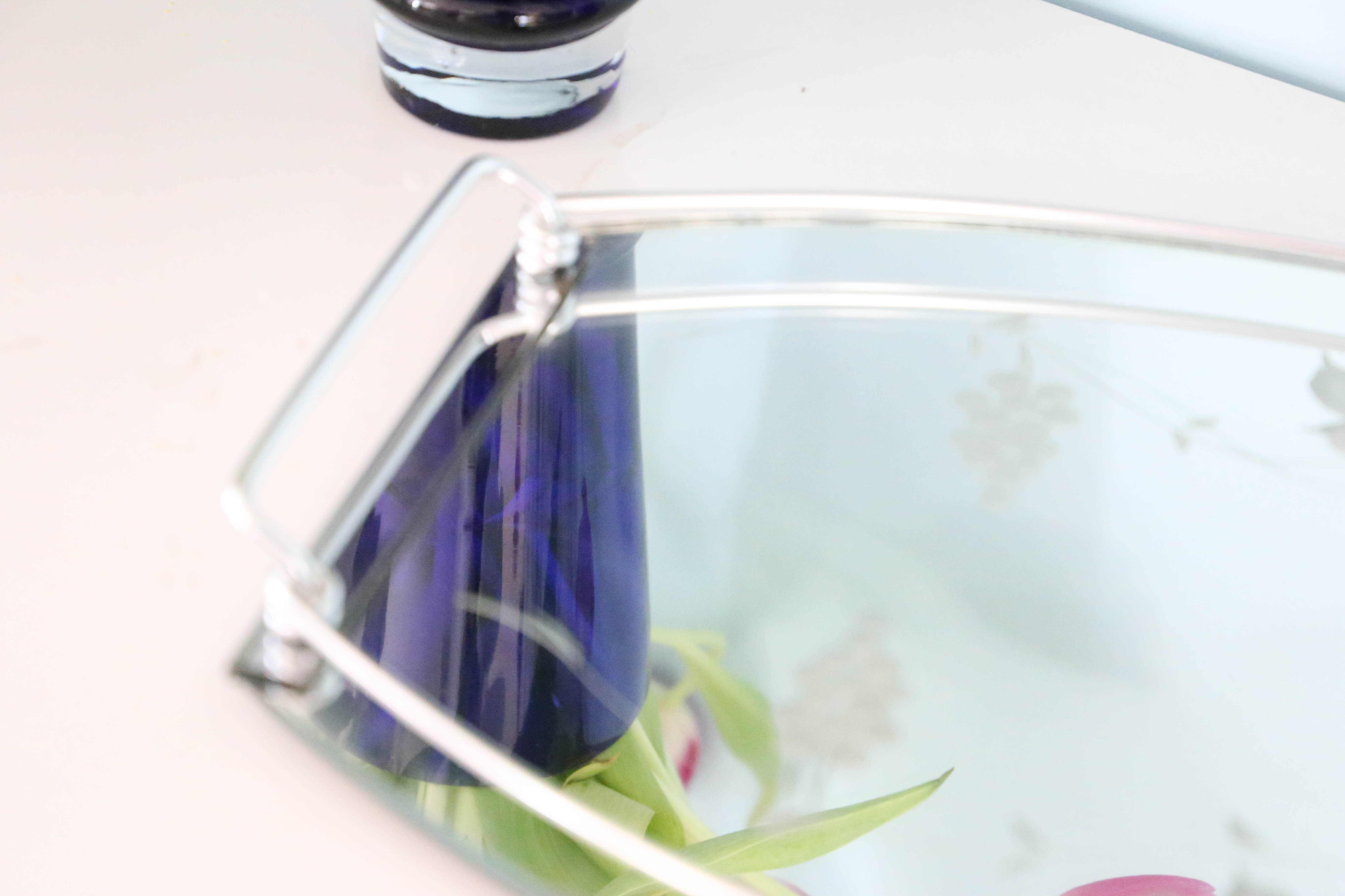 Plateau ovale miroir, années 50, vintage