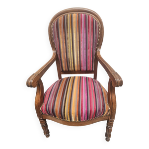 Fauteuil ancien en velours - multicolore