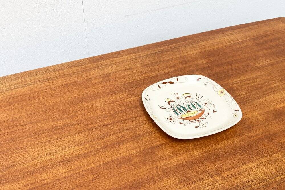 Hand-Painted Plate Pink Flamingo Master Chef in Norwegian Ceramic by Inger Waage from Stavanger Flint