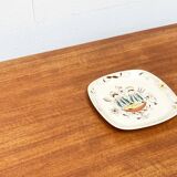 Hand-Painted Plate Pink Flamingo Master Chef in Norwegian Ceramic by Inger Waage from Stavanger Flint