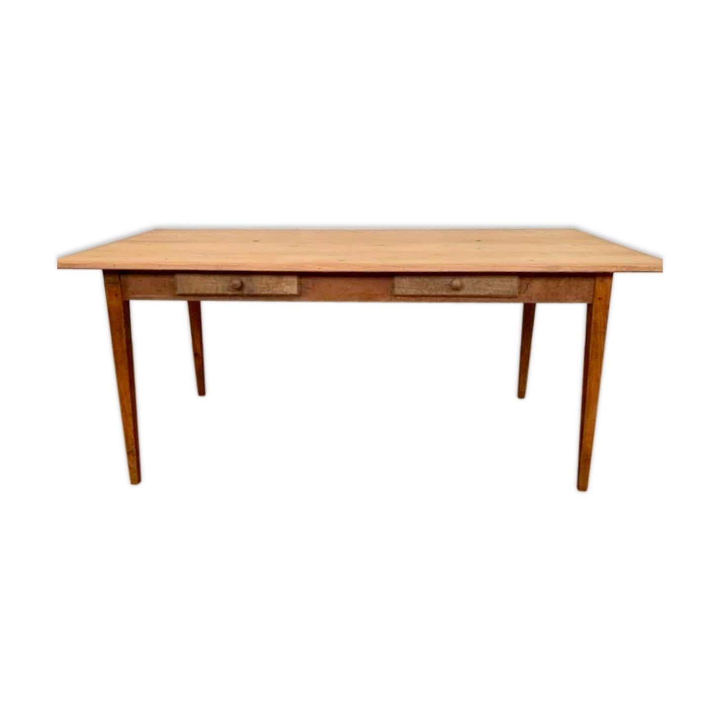 Table de ferme en bois à 2 tiroirs