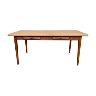 Table de ferme en bois à 2 tiroirs