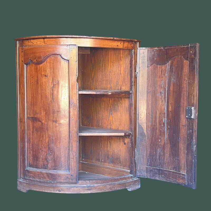 Pair of antique quarter-round corner cabinets in solid wood – Louis XV style