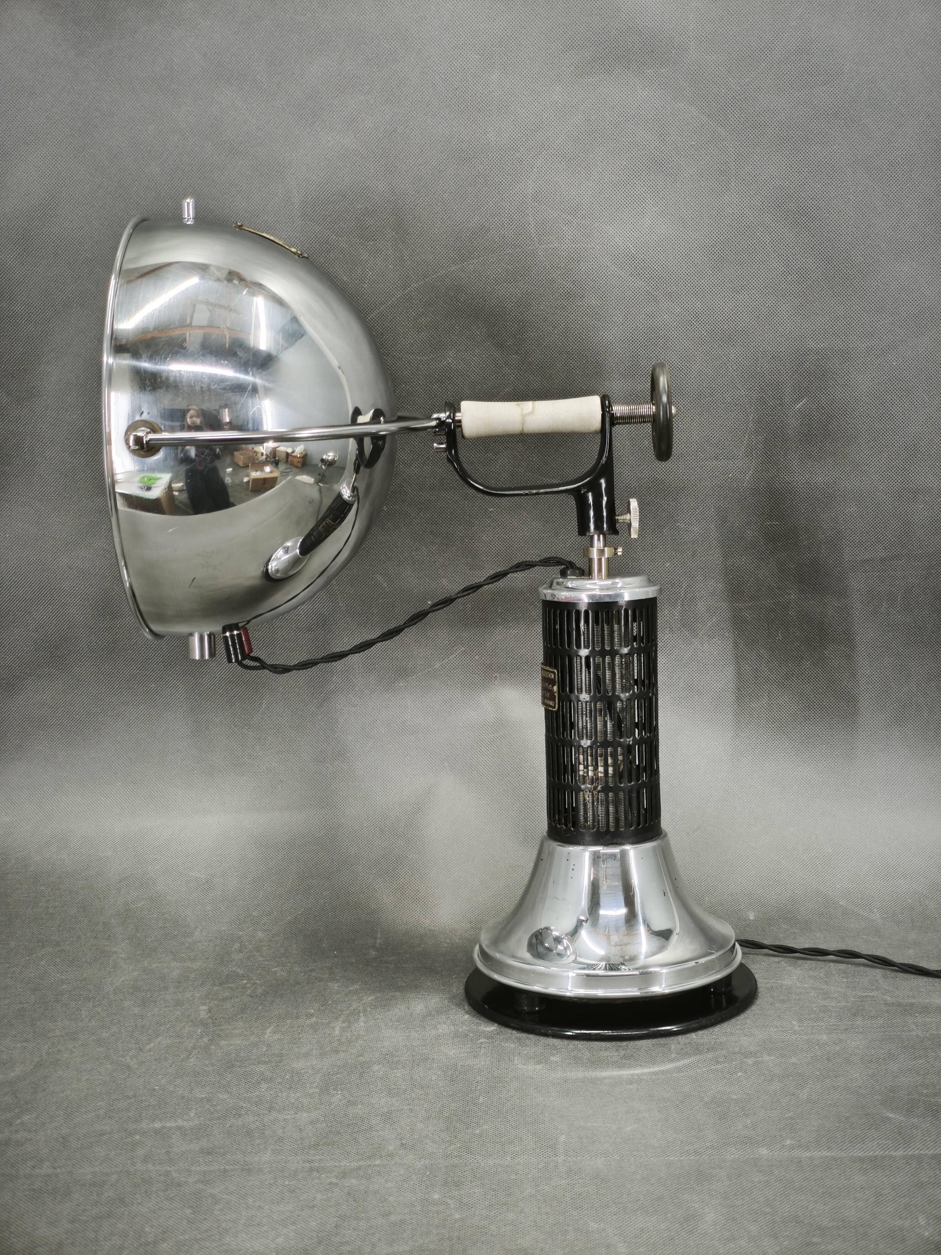 1930s Bauhaus Hanau Quartz Chrome Adjustable Table Lamp, Germany