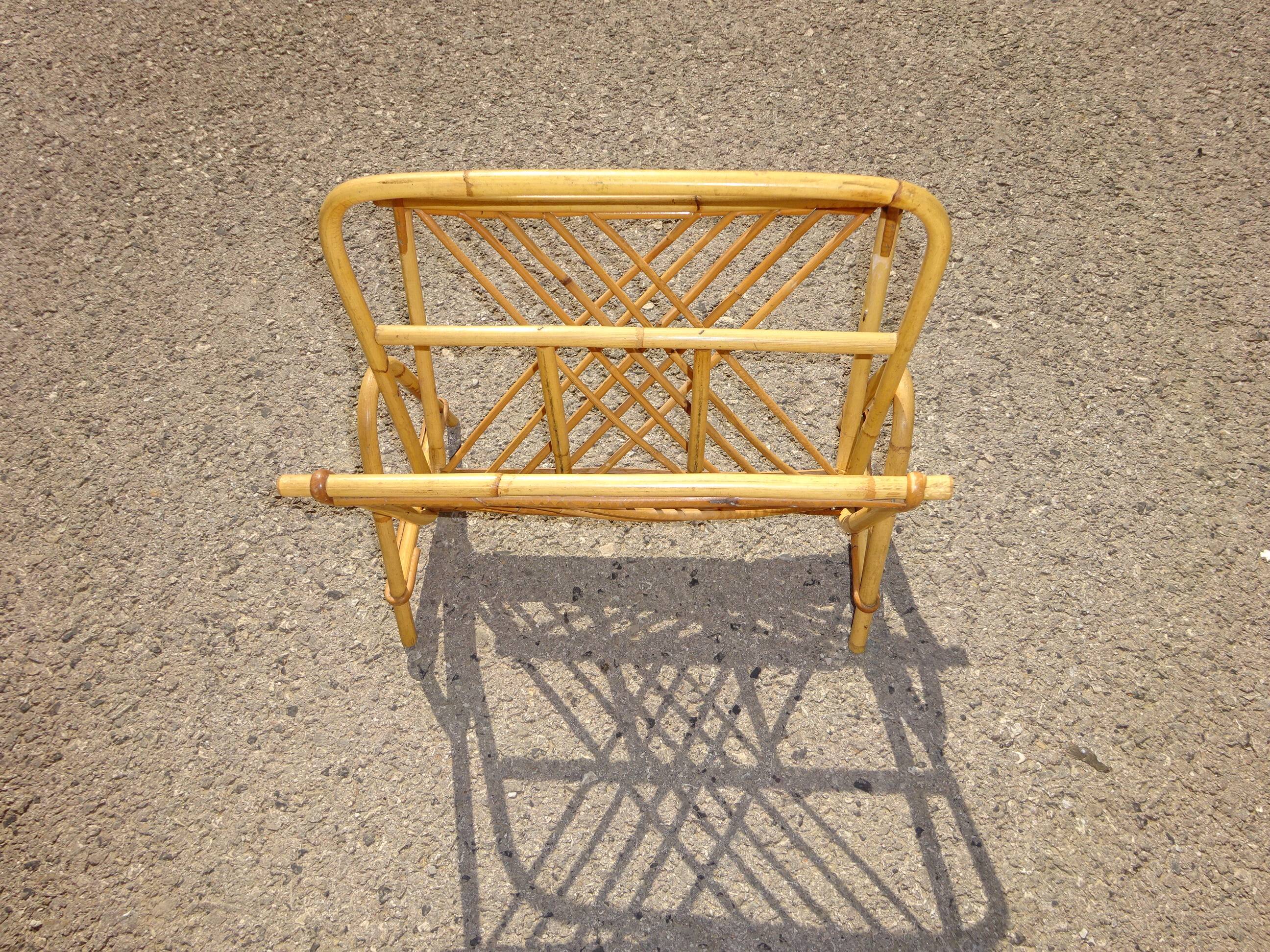 Vintage rattan magazine holder