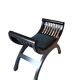 Tabouret Curule Vintage avec Assise Retapissée