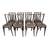 8 Bistro Chairs Baumann Curved Wood Art Nouveau – Early 20th Century