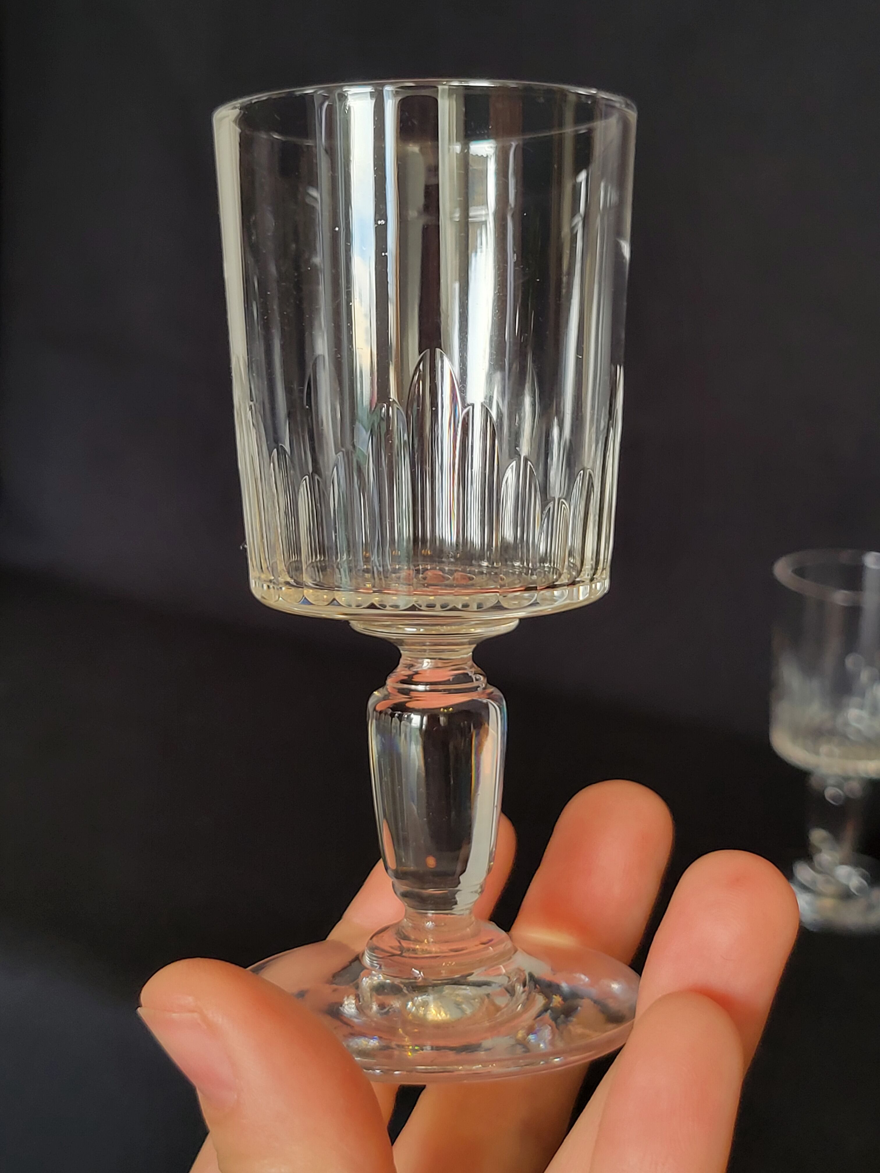 9 old crystal glasses cut Baccarat / Val St Lambert model Jeux d'Orgues