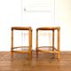 Paire de tables de chevet vintage en rotin et verre fumé
