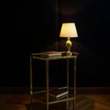 Table d'appoint italienne demi-hexagonale en laiton des années 1970.