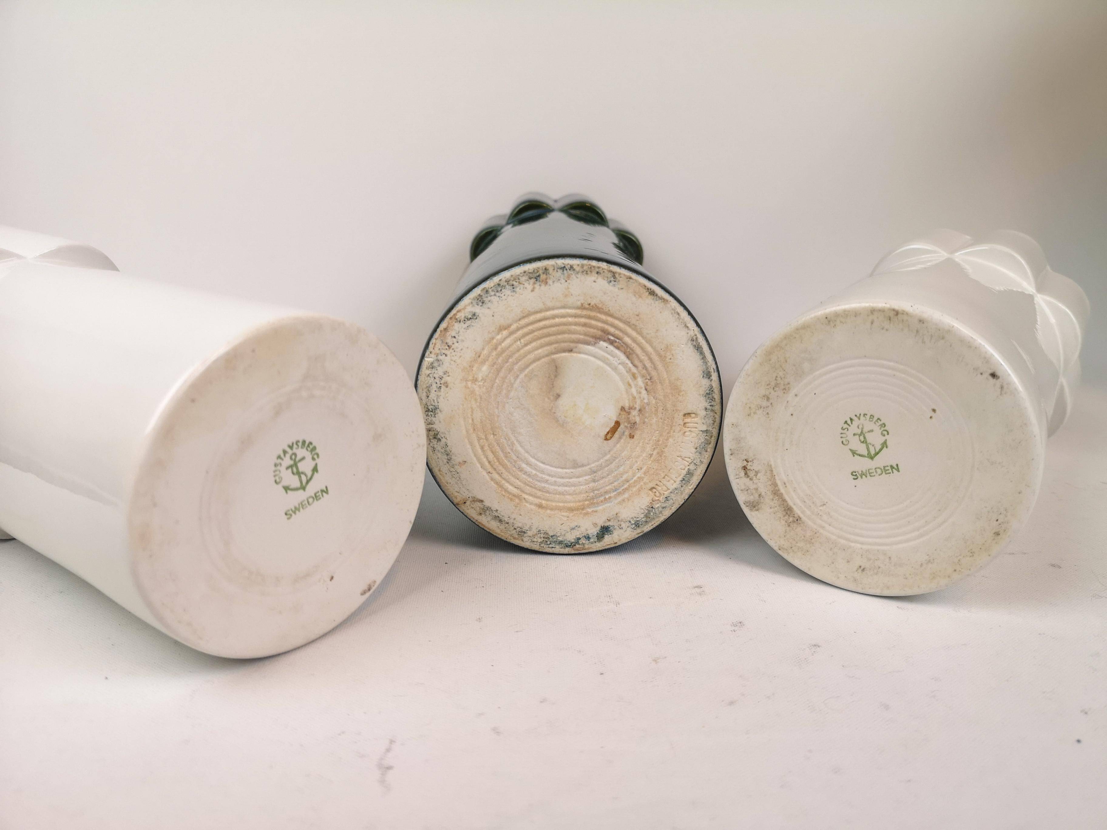 Modern Scandinavian set of 3 Konvex vases by Karin Björquist Gustavsberg, Sweden.