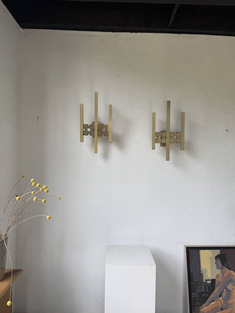 Pair of Regency brass wall lights in Italy