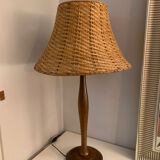 Table lamp wood and wicker