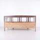 Antique storage bench – grey painted – pine wood – 1860s