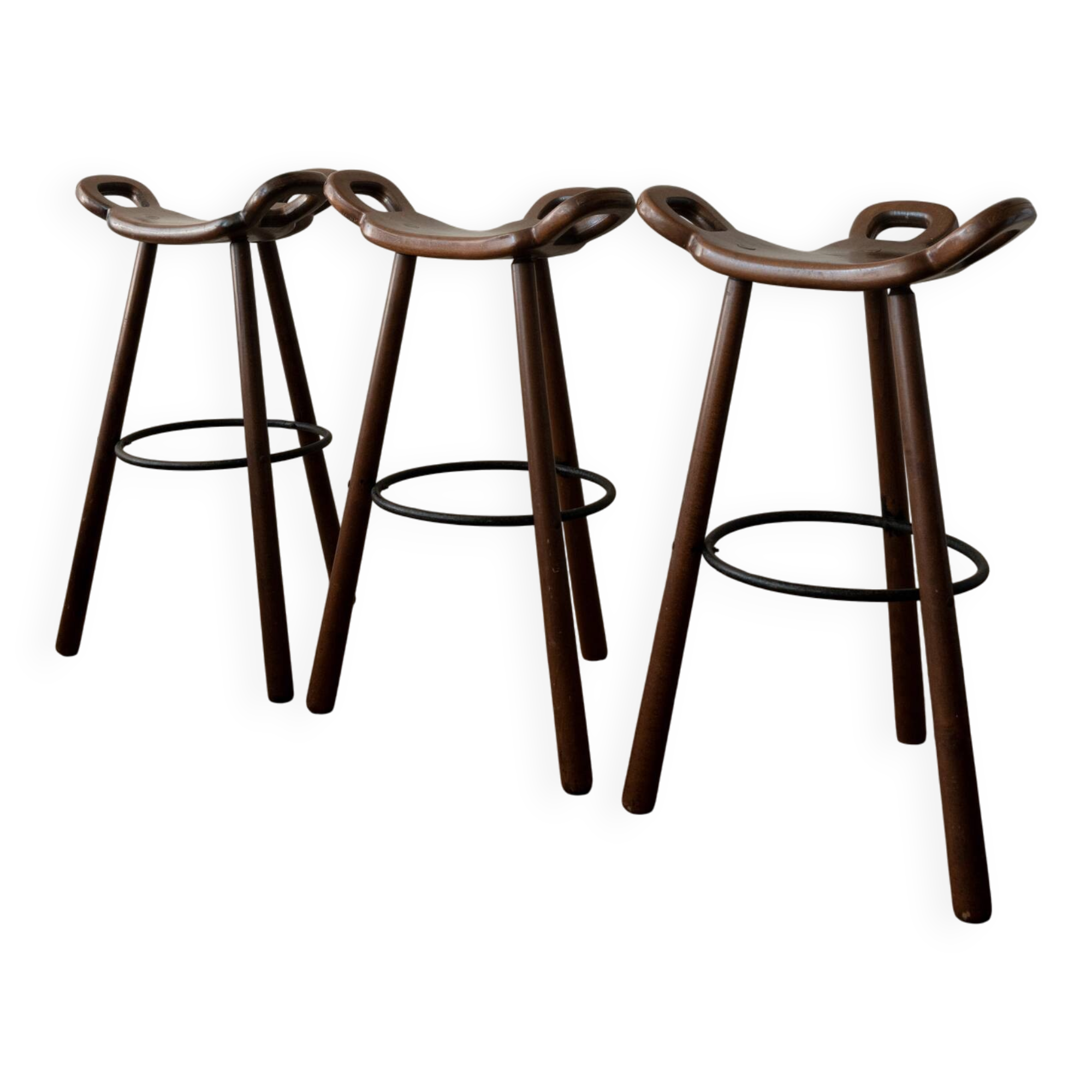 Vintage Spanish Brutalist Marbella Bar Stools by Confonorm, 1970s, Set of 3