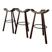 Tabourets de bar vintage espagnols brutalistes Marbella par Confonorm, années 1970, ensemble de 3