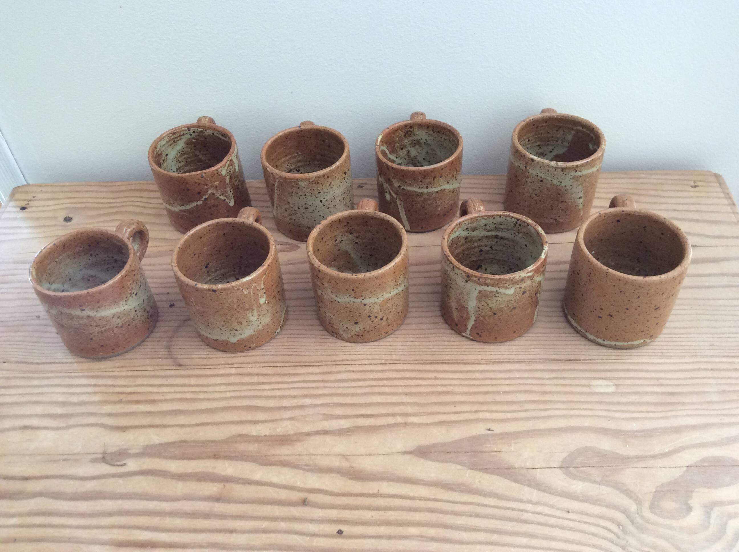 9 stoneware coffee cups