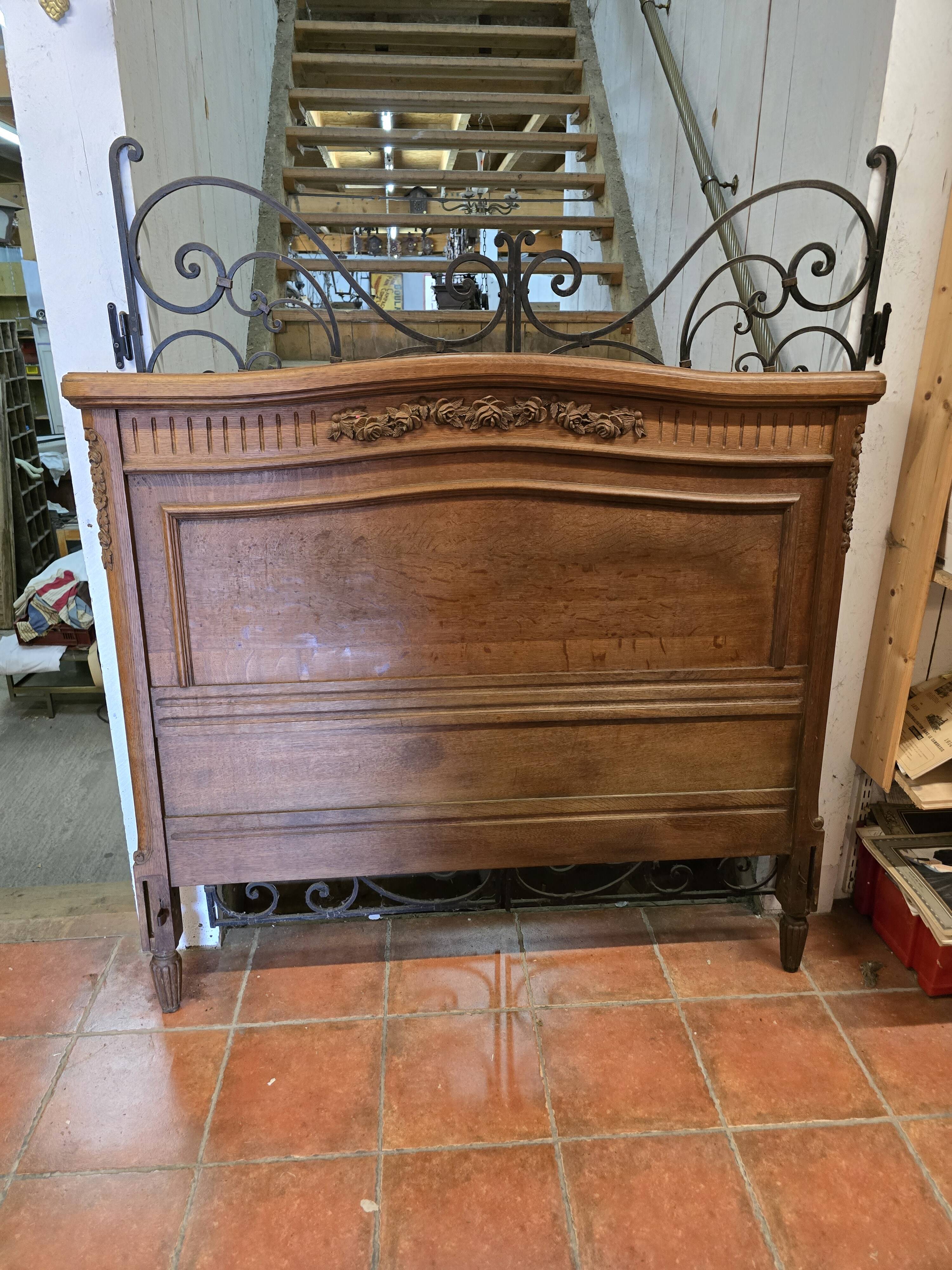Old Louis XVI style oak headboard