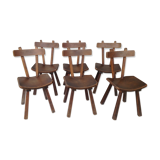 Set of  6 brutalist design chairs